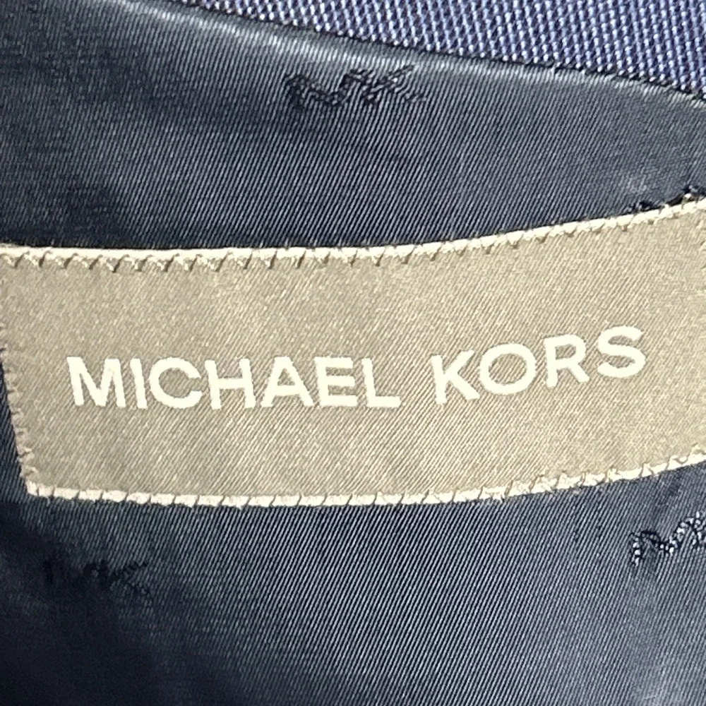 Michael Kors Mens Classic Fit Plaid Stretch Wool Blend Suit Blue 42S 36